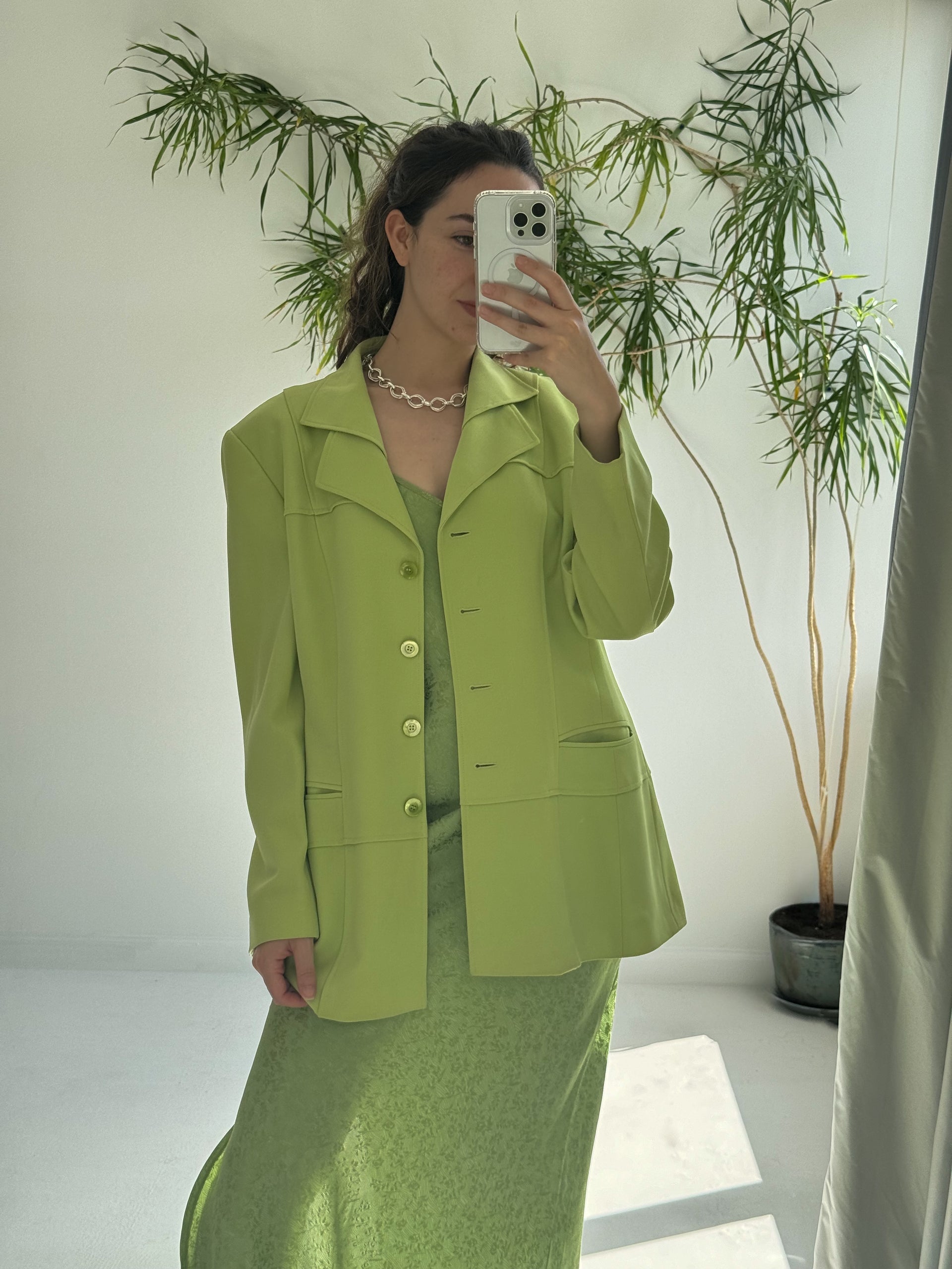 Vintage Escada Pistachio Wool Skirt Suit Set