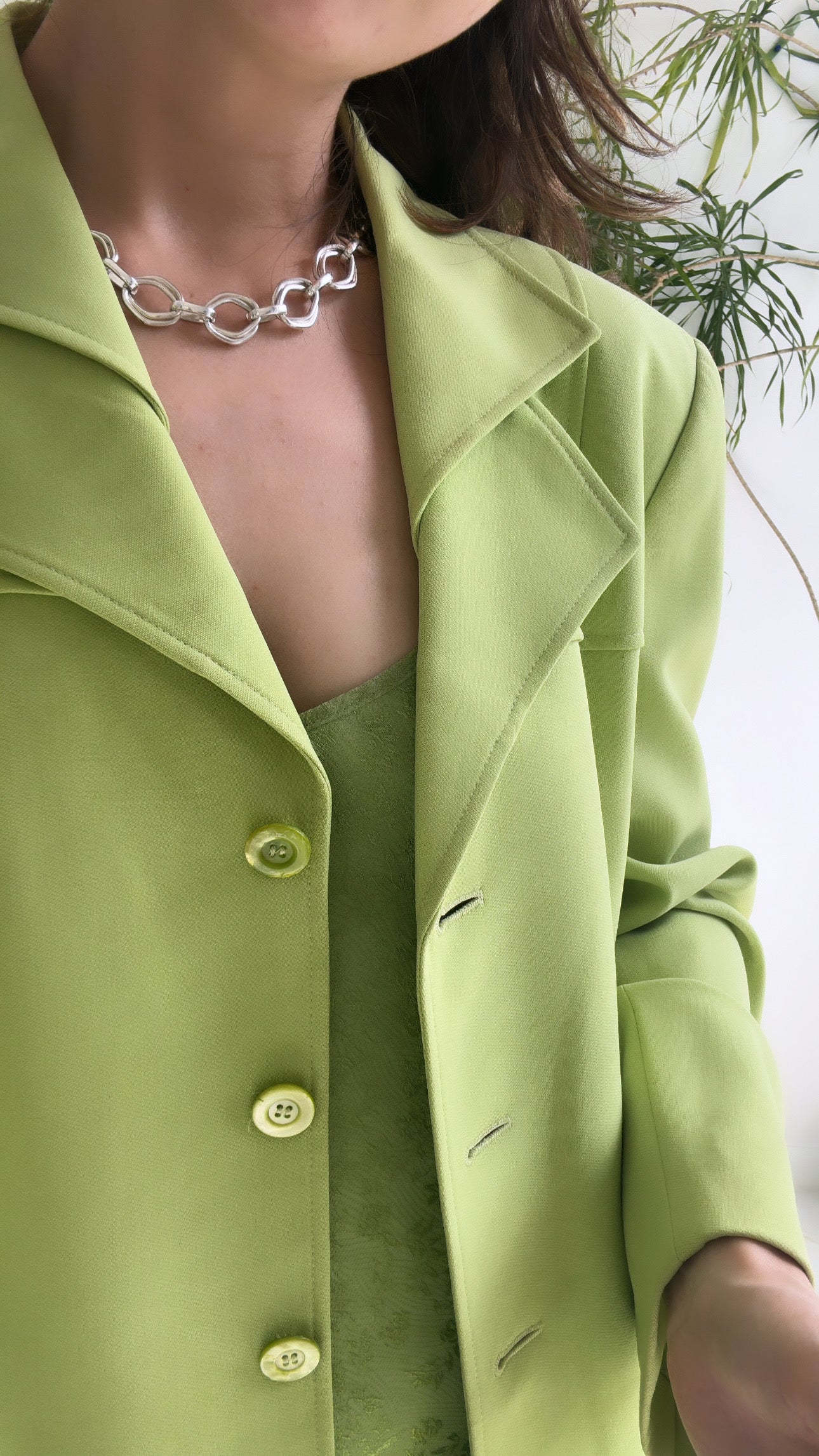 Vintage Escada Pistachio Wool Skirt Suit Set – 1980s Blazer, Top