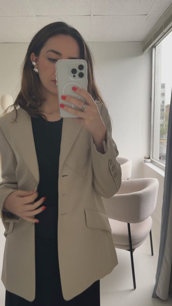 Women Neutral Blazer Escada Vintage 90's . Oversized
